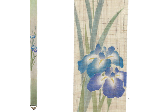 手染め麻細タペストリー「菖蒲の花」 [京都洛柿庵オンライン